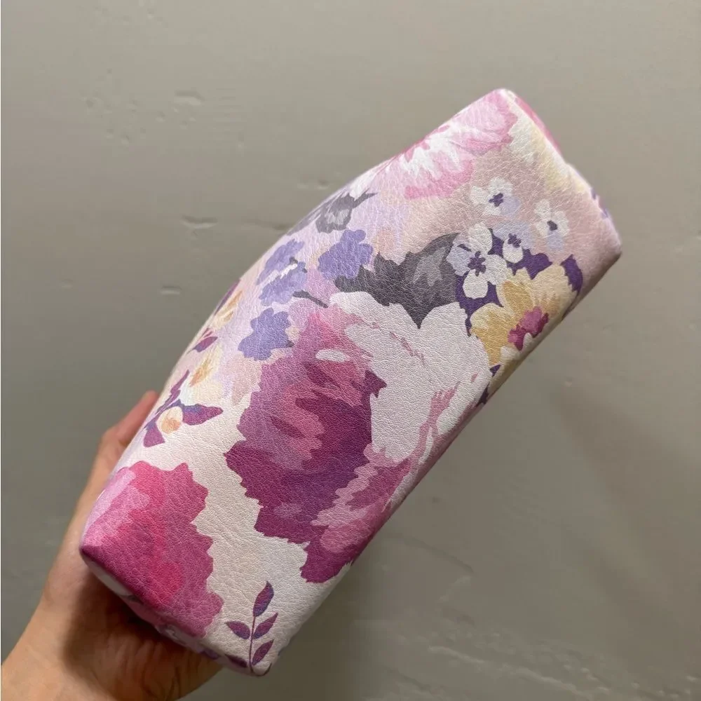 Floral Print Cowhide Leather Handmade Acrylic Frame Clutch Bag, 3 Straps Style